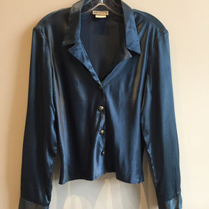 Steel Blue Satin Blouse